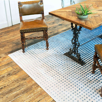 Modern Blue Spotted Ombre Effect Living Room Rug