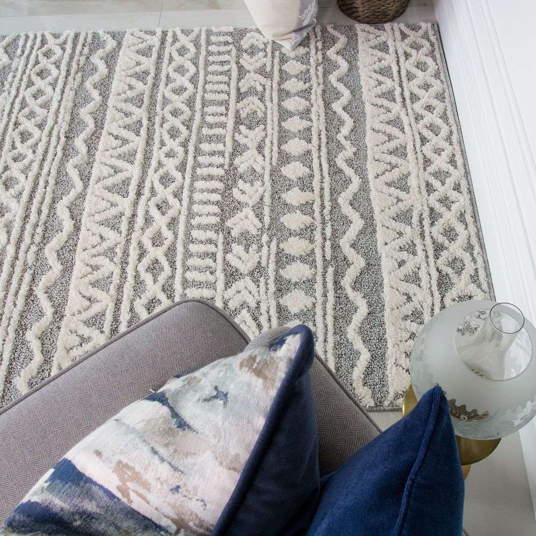 Grey Cream Aztec Runner Rug - Ashbee | Runner Rugs | Kukoon Rugs Online