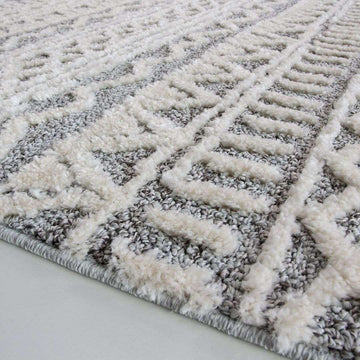 Grey Cream Aztec Runner Rug