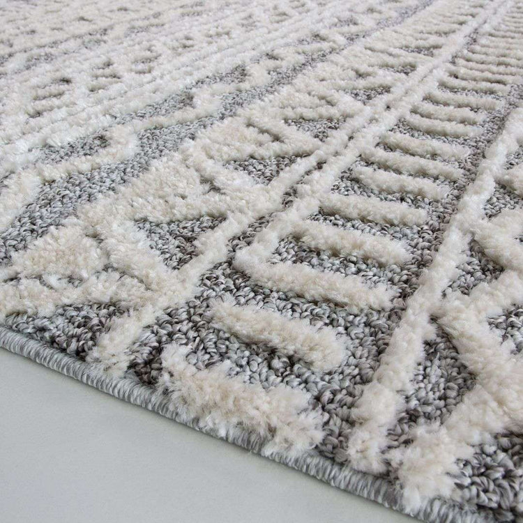 Grey Cream Aztec Runner Rug