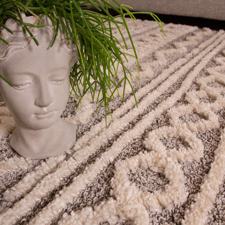 Grey Cream Aztec Runner Rug