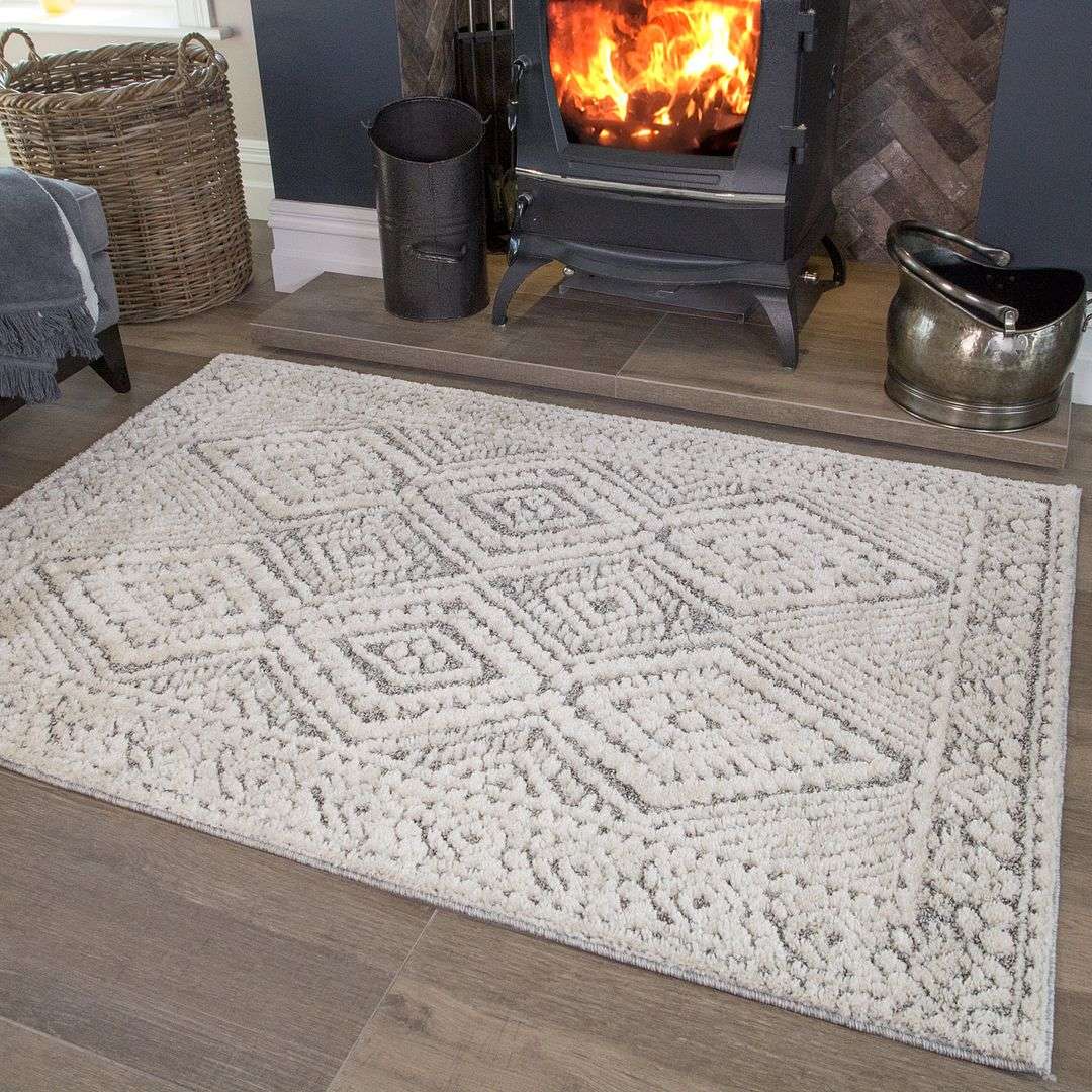 Grey Scandi Trellis Rug