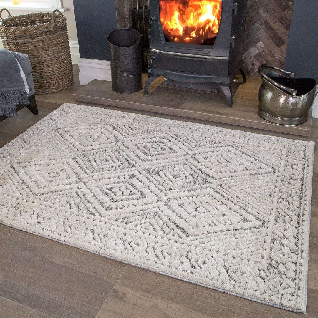 Scandi Neutral Rug Grey Scandi Trellis Rug - Ashbee | Living Room Rugs | Kukoon Rugs Online