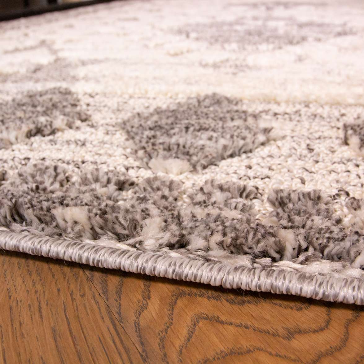 Grey White Textured Tribal Scandi Rug