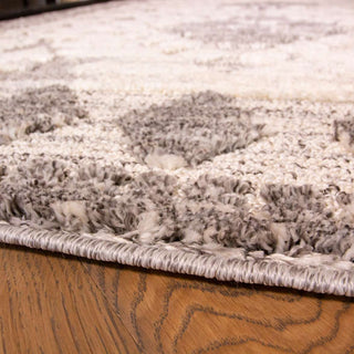 Grey White Textured Tribal Scandi Rug
