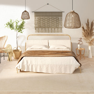 Warm White Tufted Diamond Rug - Elino