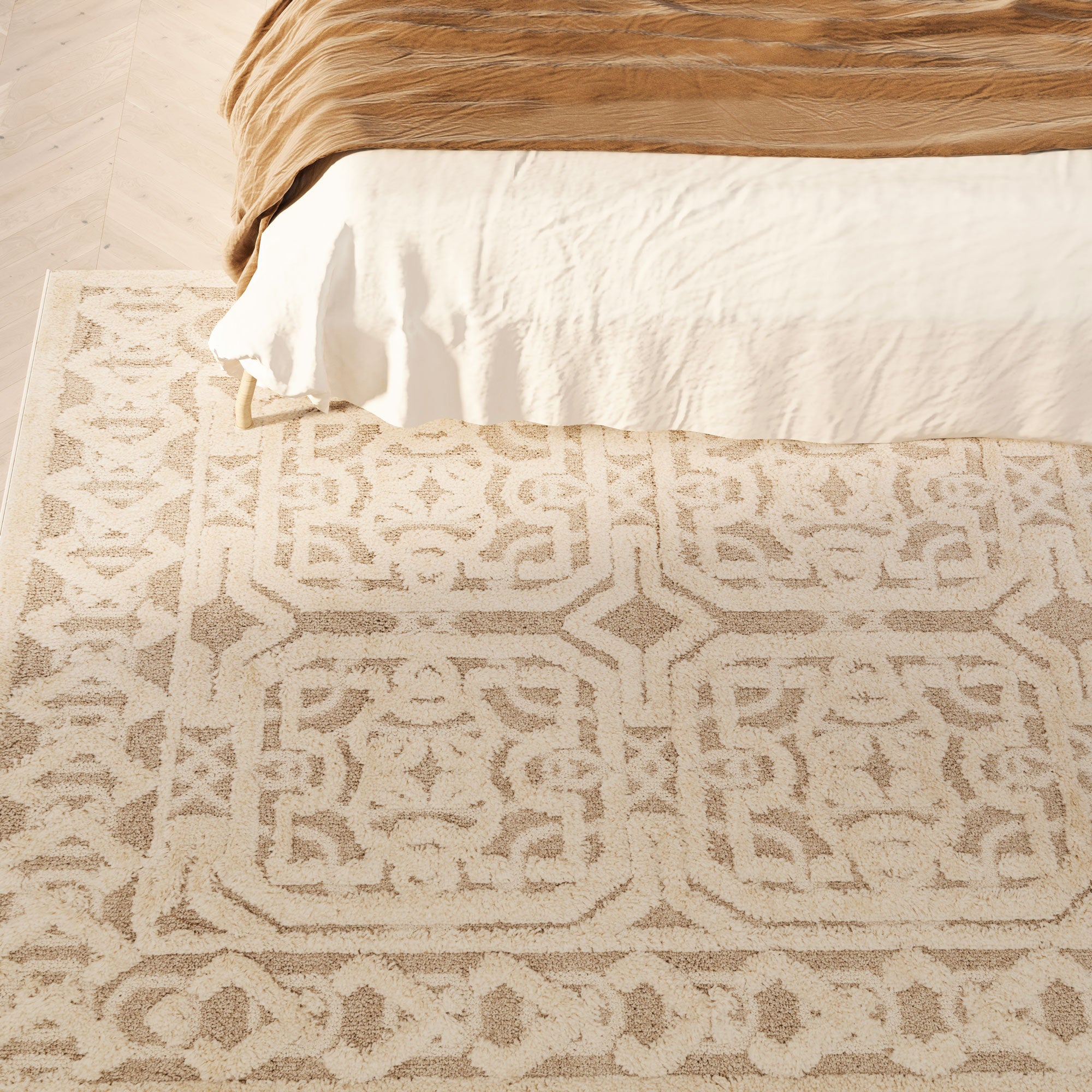 Beige White Heritage Rug - Meya
