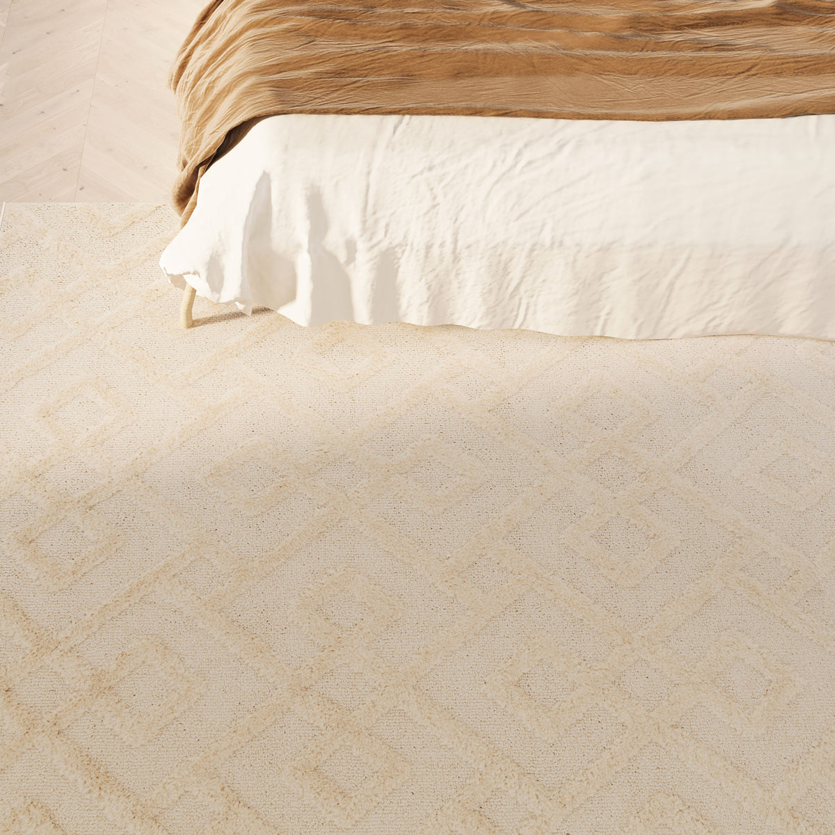 Warm White Interlocking Rug - Sade