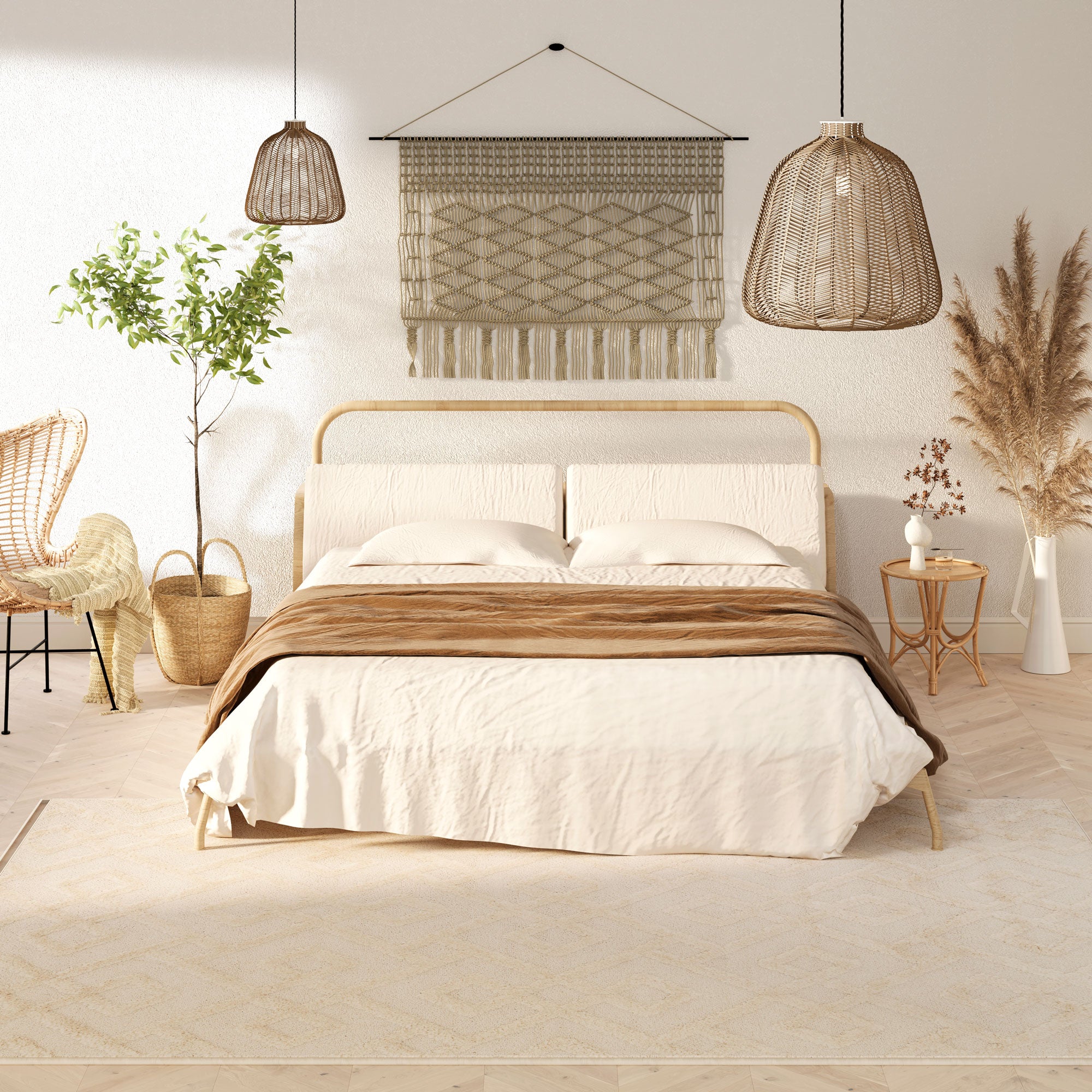 Warm White Interlocking Rug - Sade