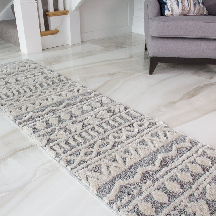 Grey Cream Aztec Rug