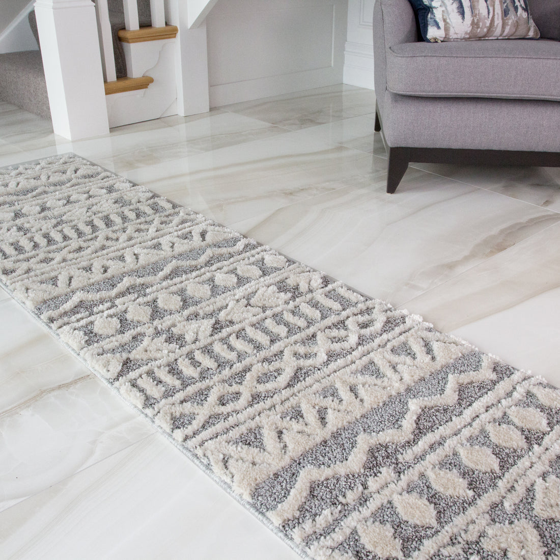 Grey Cream Aztec Rug - Ashbee | Living Room Rugs | Kukoon Rugs Online