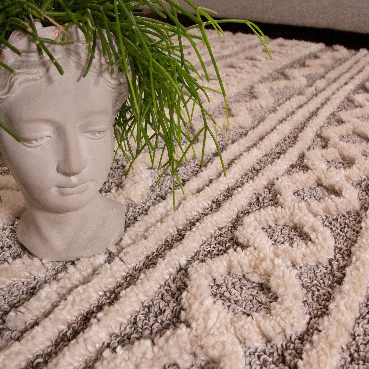 Grey Cream Aztec Rug