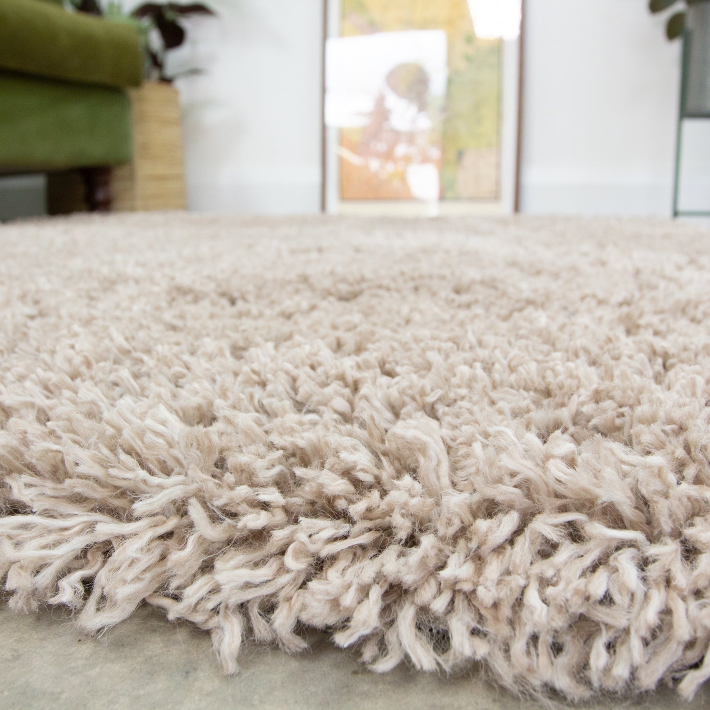 Super Soft Luxury Beige Shaggy Rug | Living Room Rugs | Kukoon Rugs Online