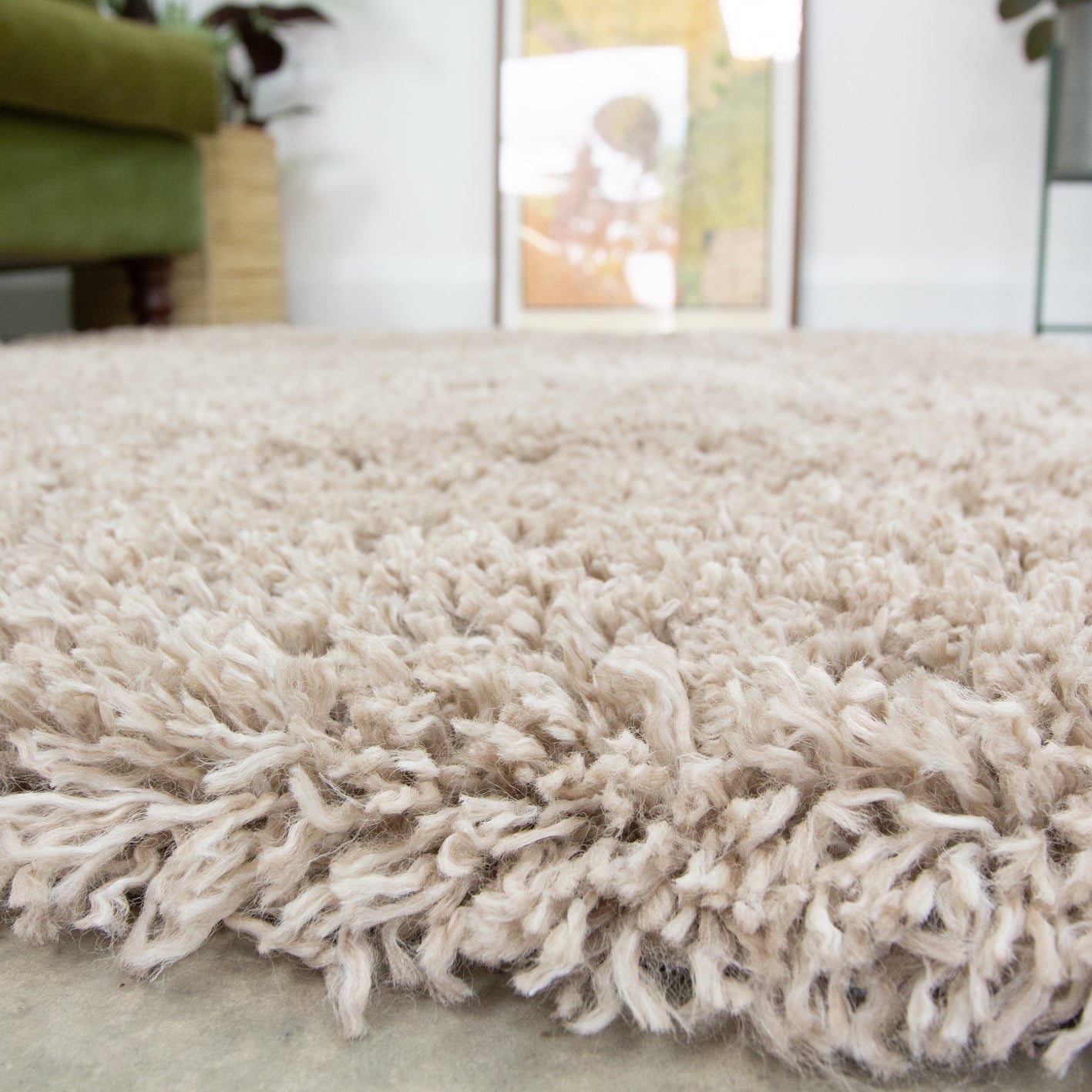 Super Soft Luxury Beige Shaggy Runner Rug