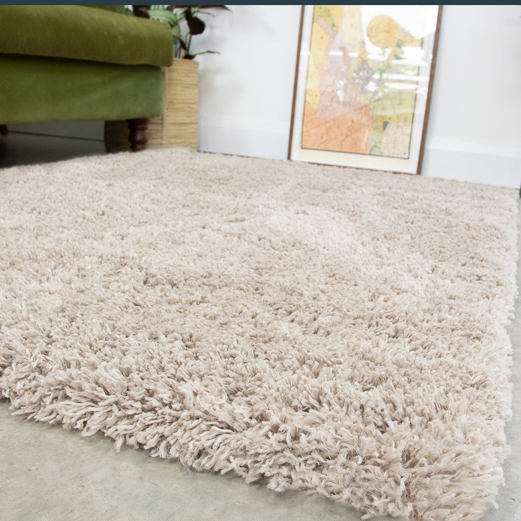 Super Soft Luxury Beige Shaggy Rug | Living Room Rugs | Kukoon Rugs Online