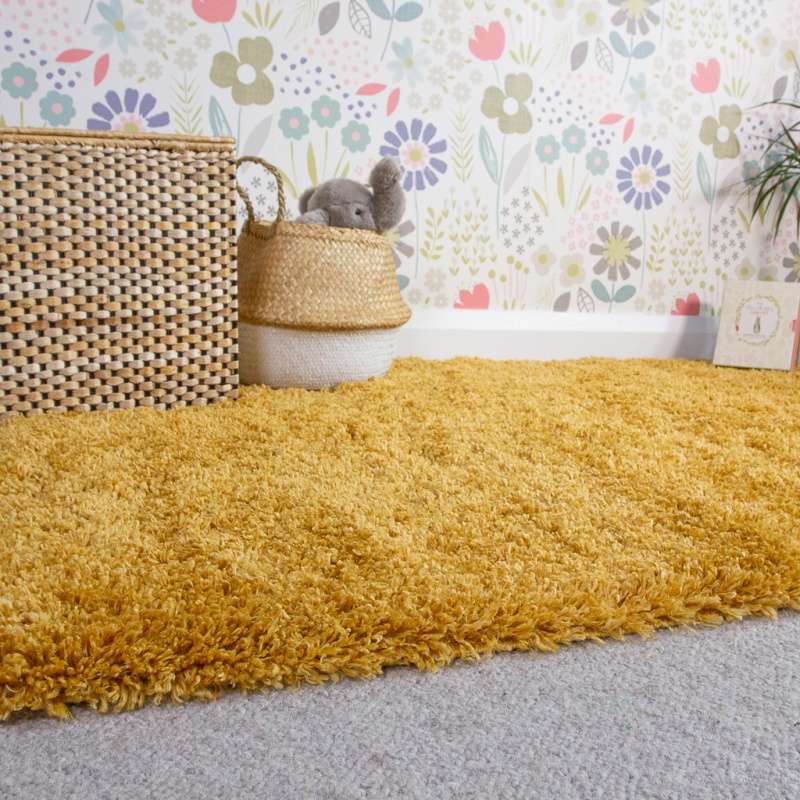 Super Soft Luxury Yellow Shaggy Rug Living Room Rugs Kukoon Rugs Online