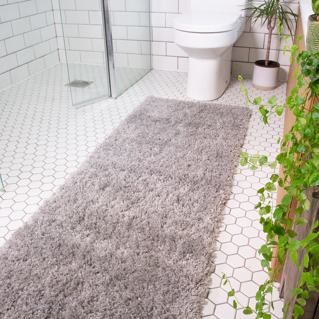 Super Soft Luxury Silver Shaggy Runner Rug