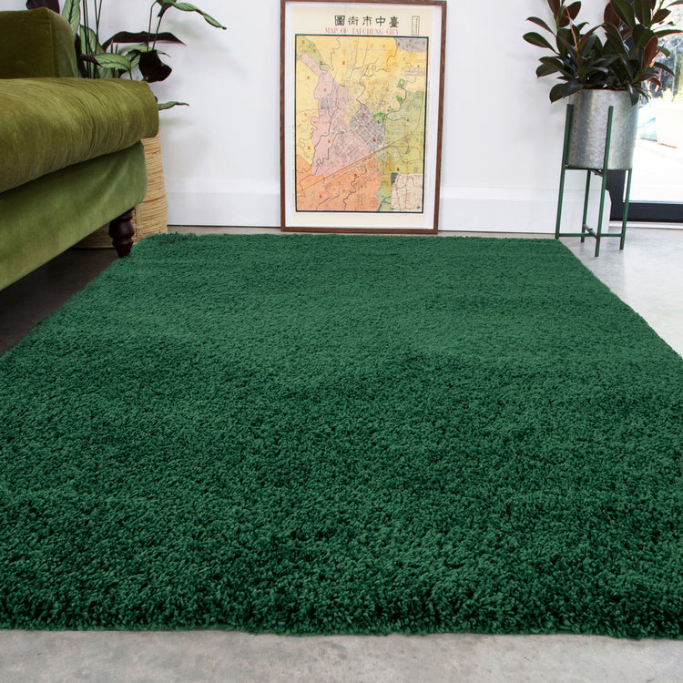 Super Soft Luxury Dark Green Shaggy Rug