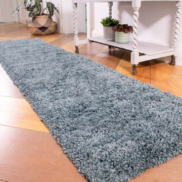 Super Soft Luxury Blue Shaggy Runner Rug