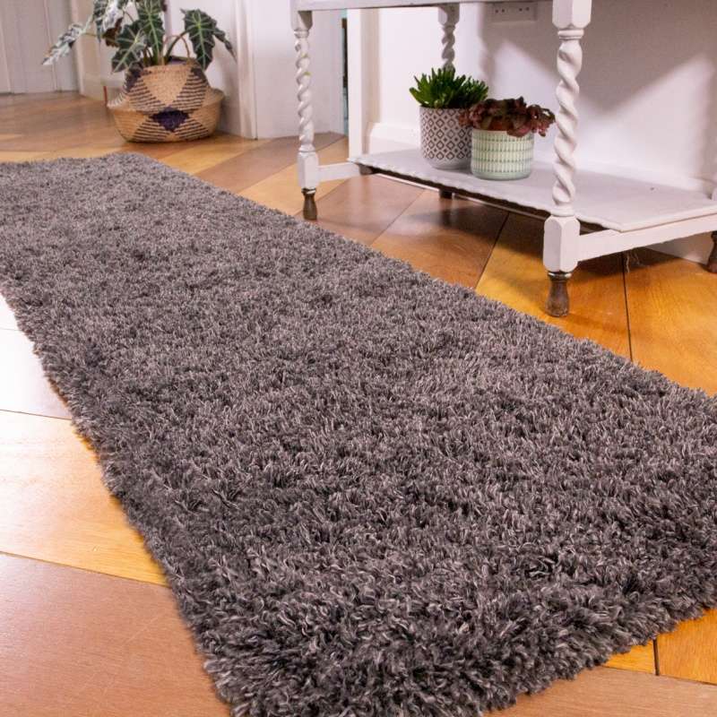Super Soft Luxury Grey Shaggy Runner Rug