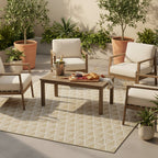 Cream Geometric Outdoor Rug - Banyan