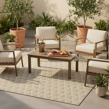 Cream Geometric Outdoor Rug - Banyan