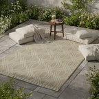 Beige Interlocking Outdoor Rug - Basata