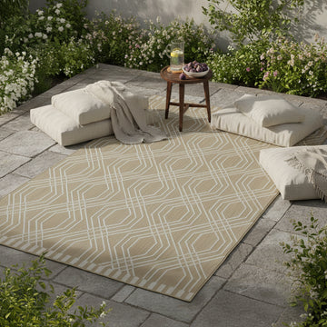 Beige Interlocking Outdoor Rug - Basata