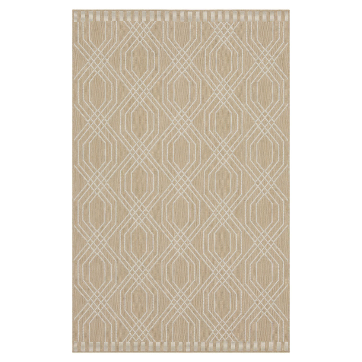 Cream Modern Geometric Area Rug - Basata
