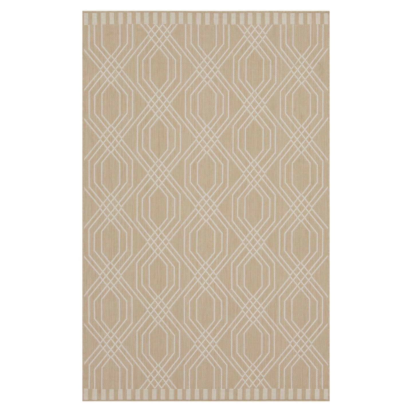 Cream Modern Geometric Area Rug - Basata