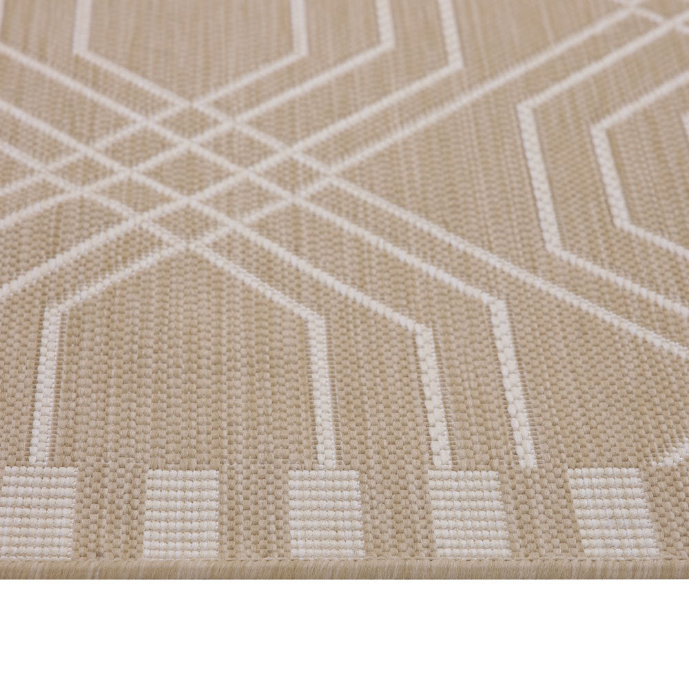Cream Modern Geometric Outdoor Rug - Basata