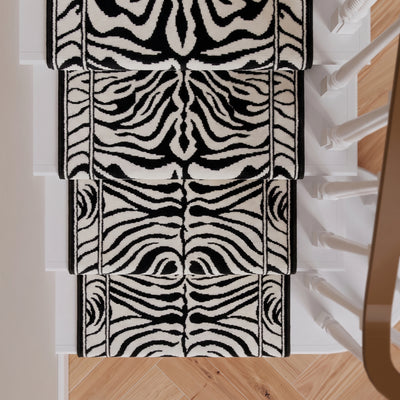 Black White Animal Print Stair Carpet Runner - Cut to Measure