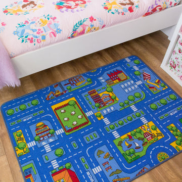 Blue Village Roads Kids Play Mat
