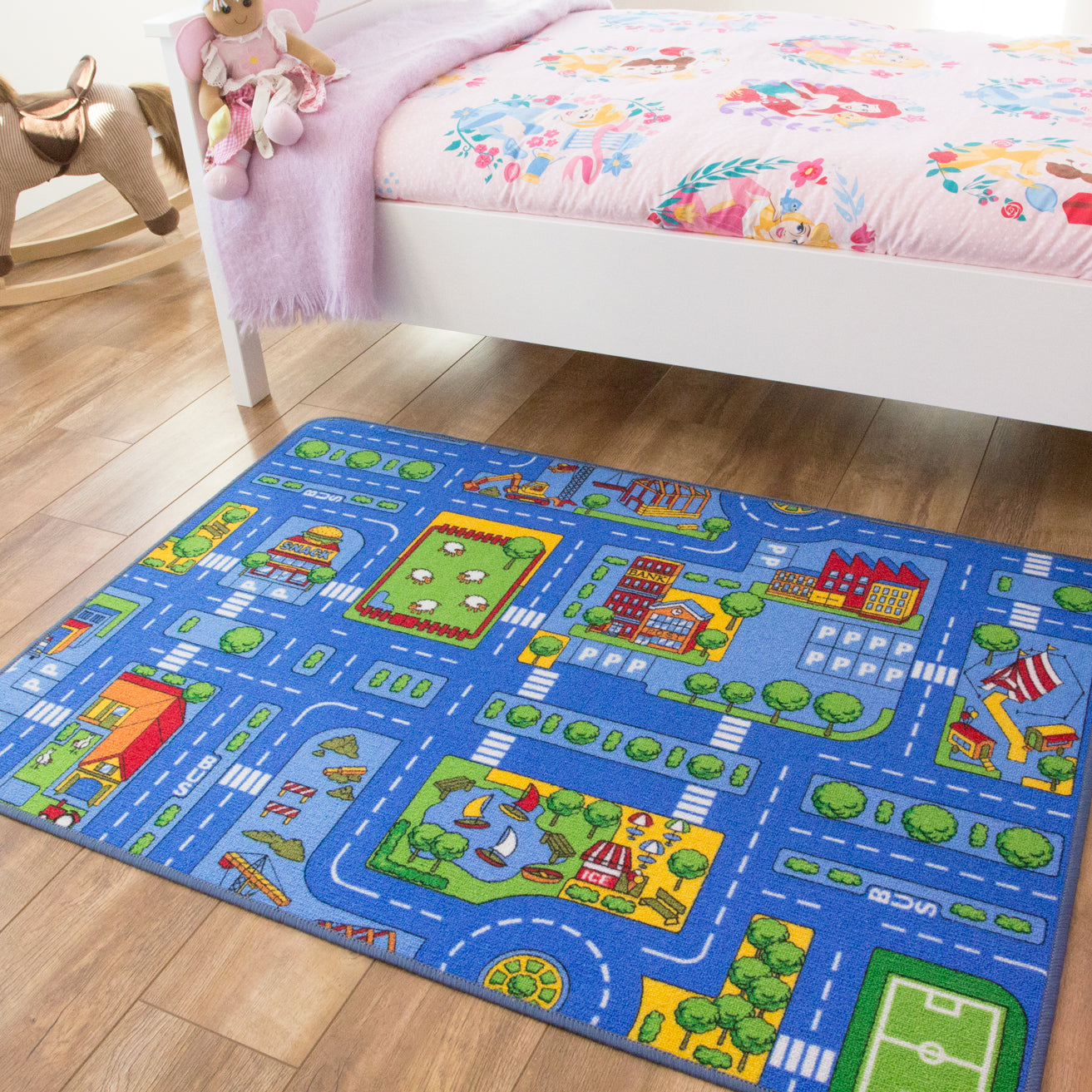 Blue Village Roads Kids Play Mat