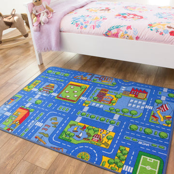 Blue Village Roads Kids Play Mat