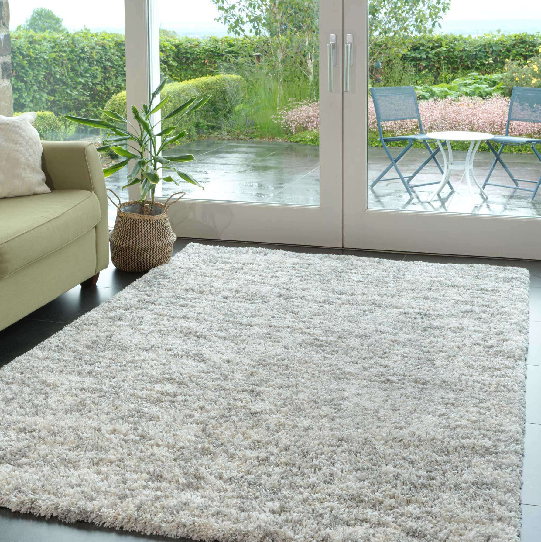 Soft Mottled Silver Shaggy Runner Rug