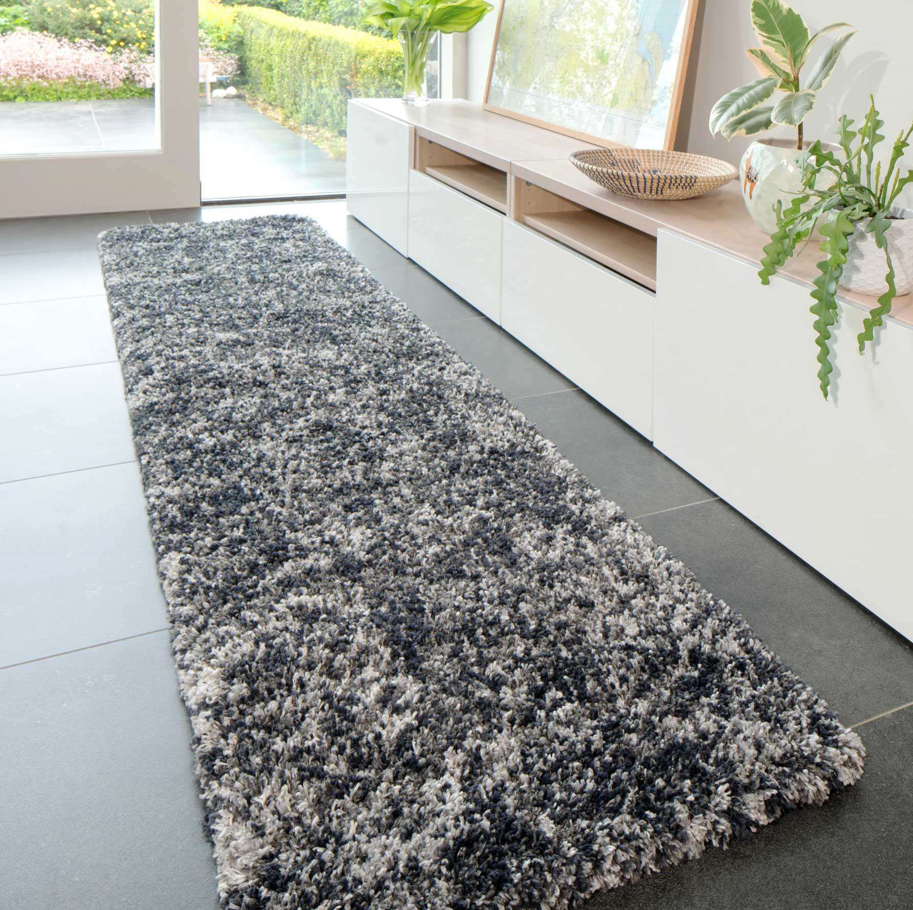 Soft Mottled Grey Shaggy Hallway Rug - Camberley | Living Room Rugs ...