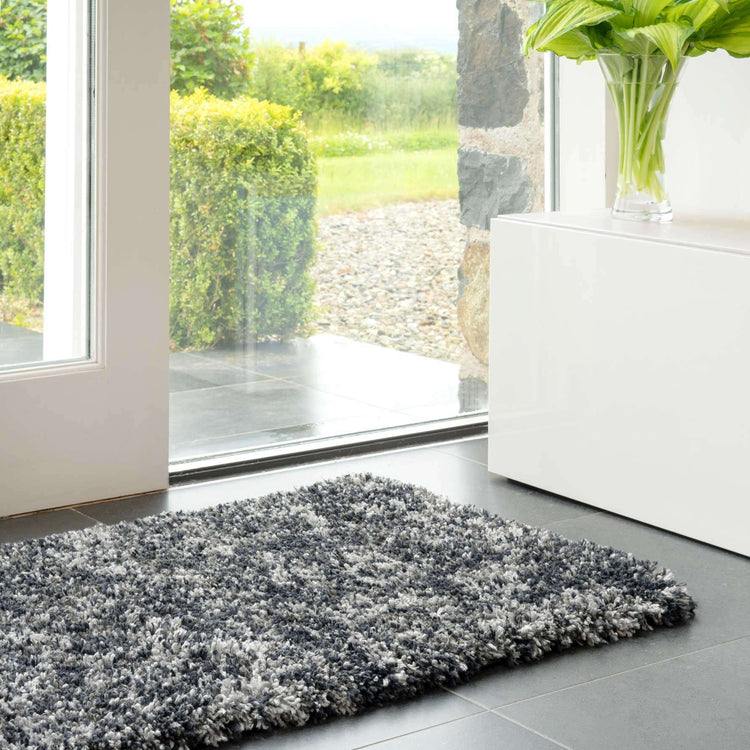 Soft Mottled Grey Shaggy Hallway Rug