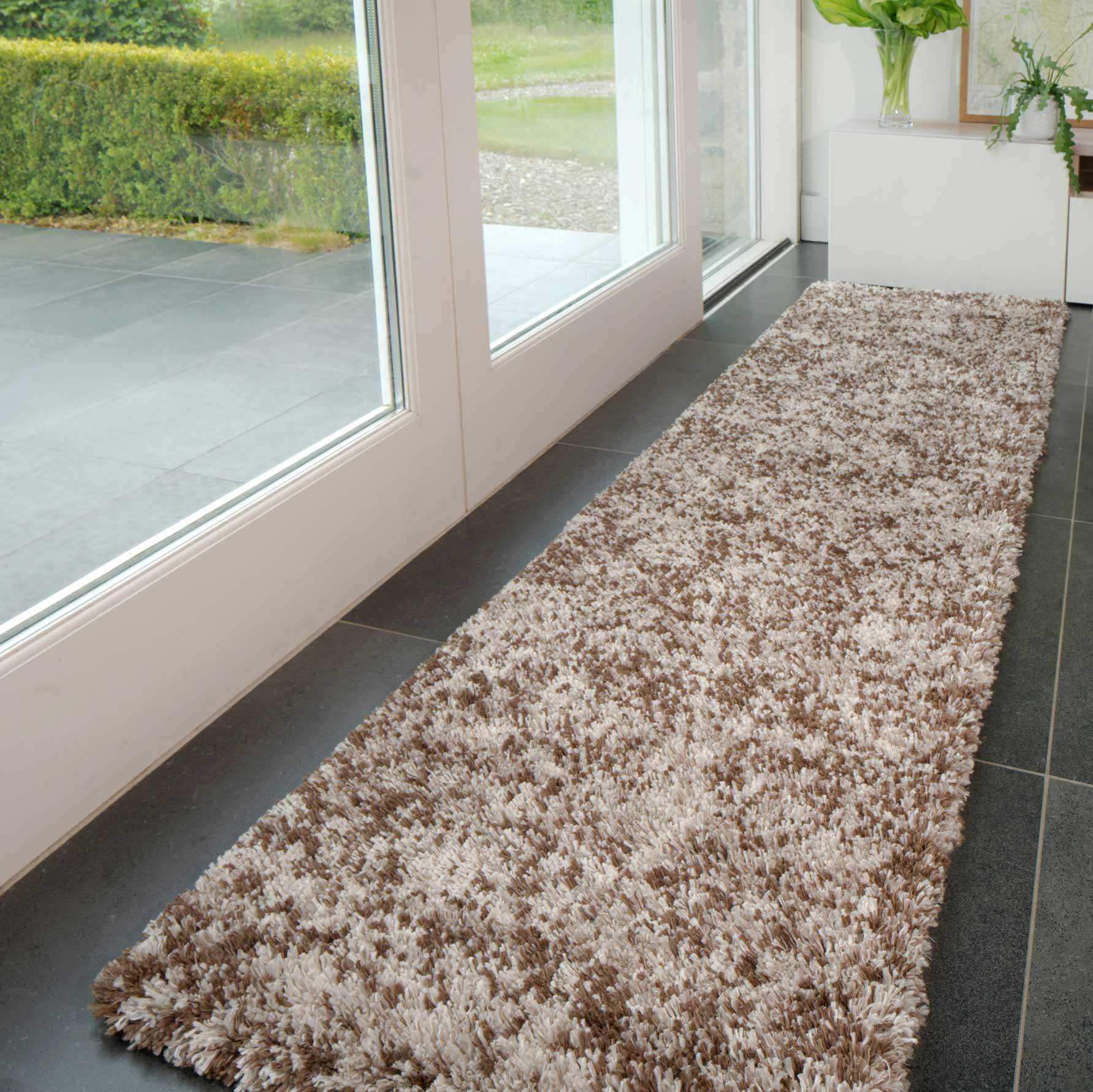 Soft Mottled Brown Shaggy Hall Rug