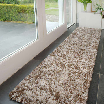 Soft Mottled Brown Shaggy Hall Rug
