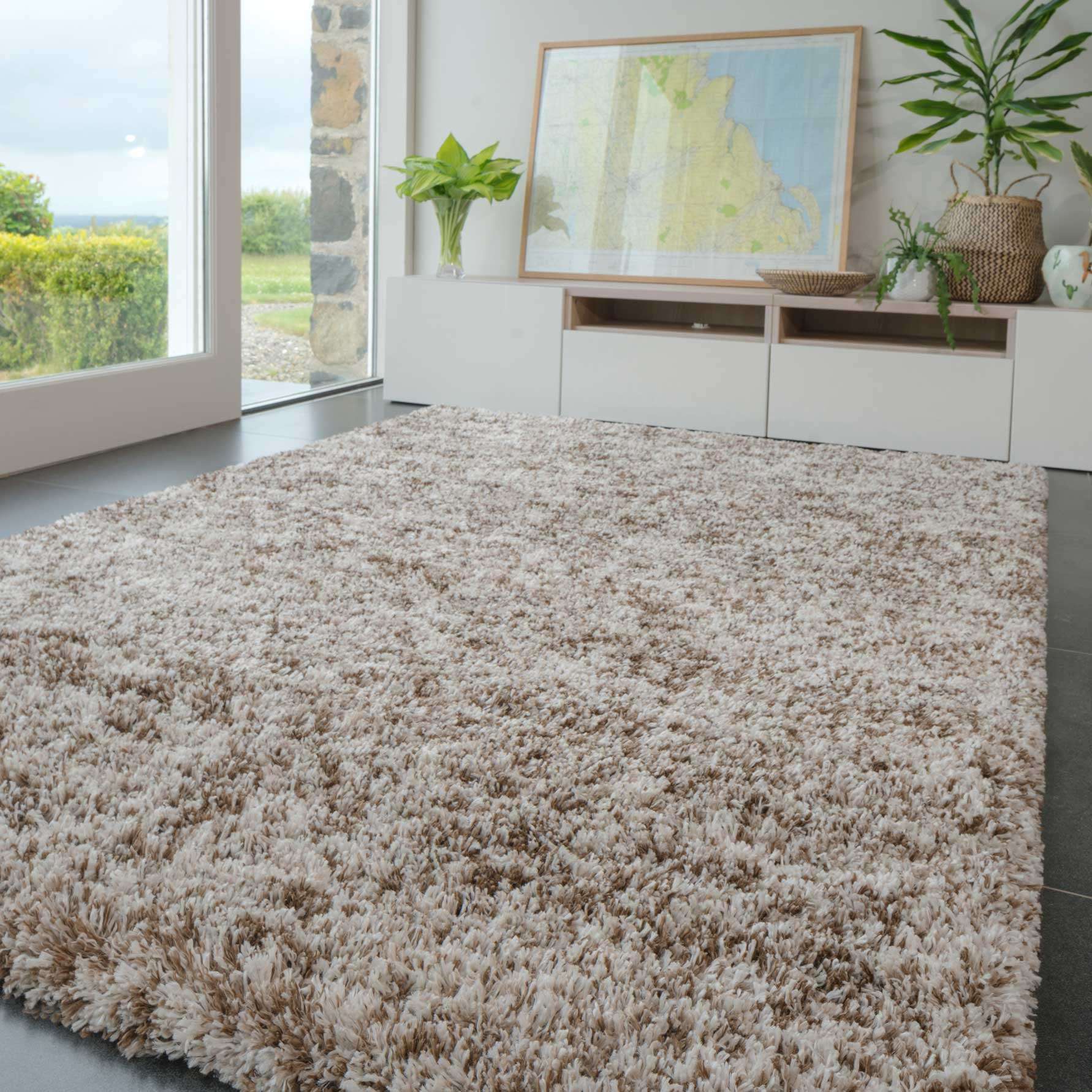 Soft Mottled Brown Shaggy Hall Rug