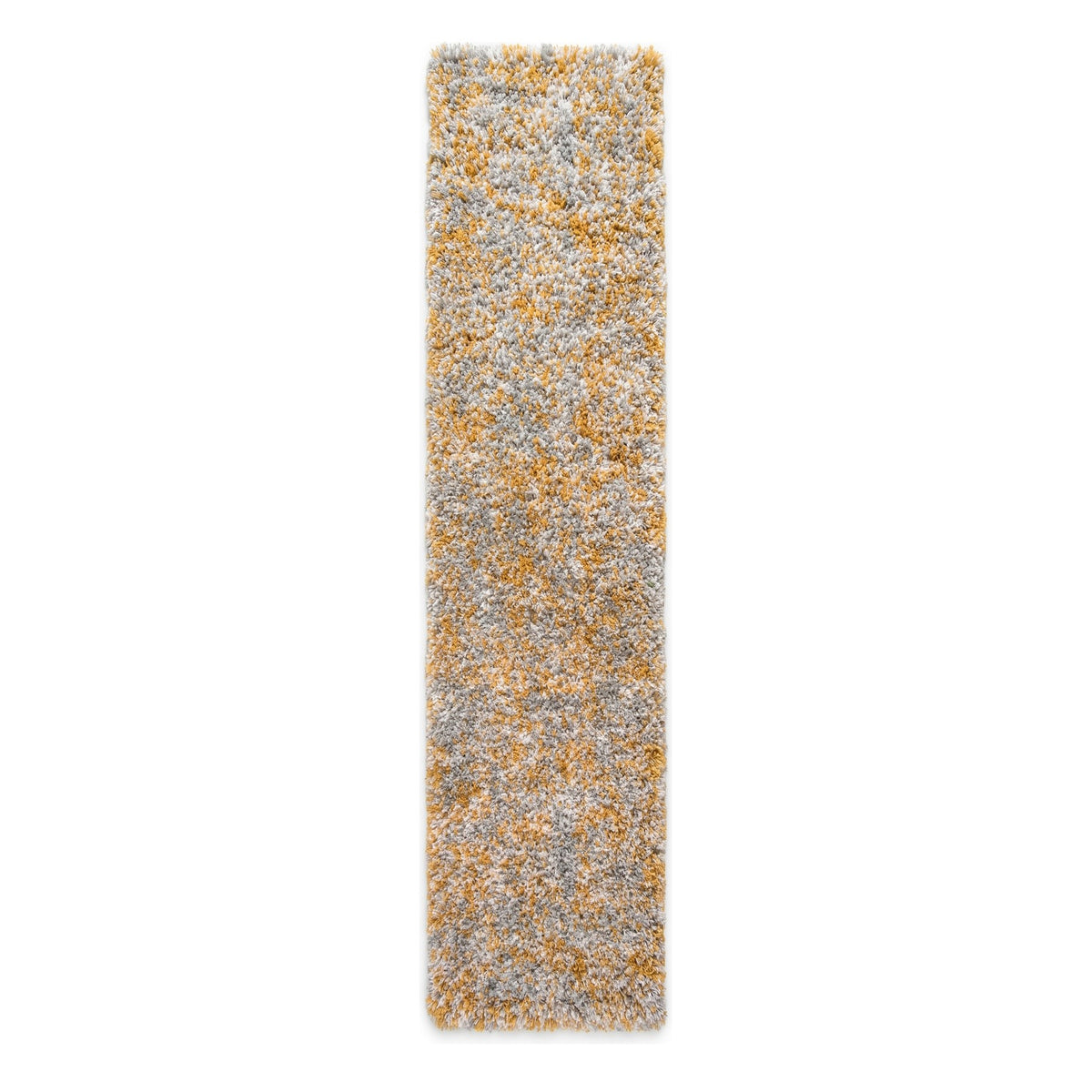 Soft Mottled Gold Grey Shaggy Runner Rug