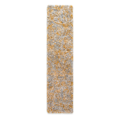 Soft Mottled Gold Grey Shaggy Runner Rug