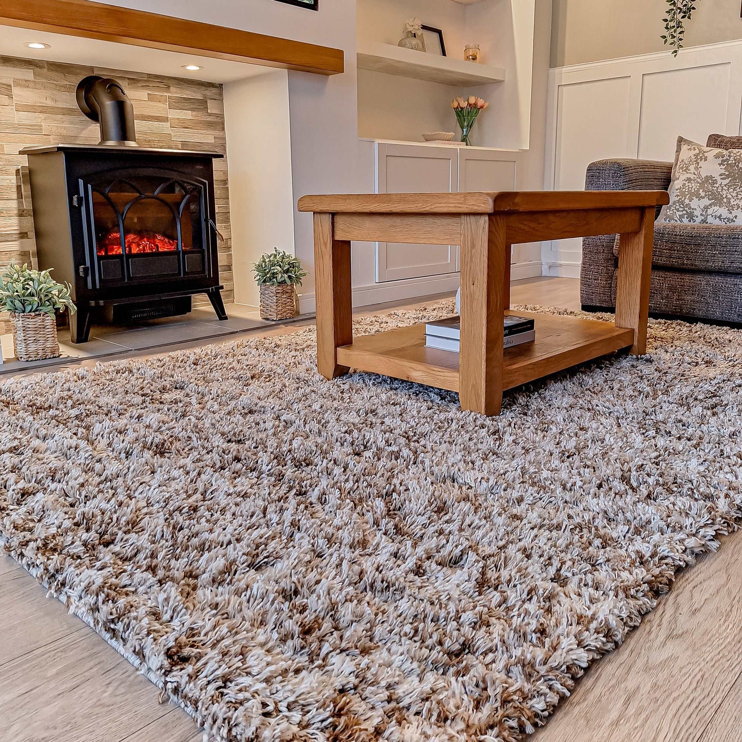 Muttled Rug Soft Mottled Brown Shaggy Area Rug - Camberley | Living Room Rugs ...