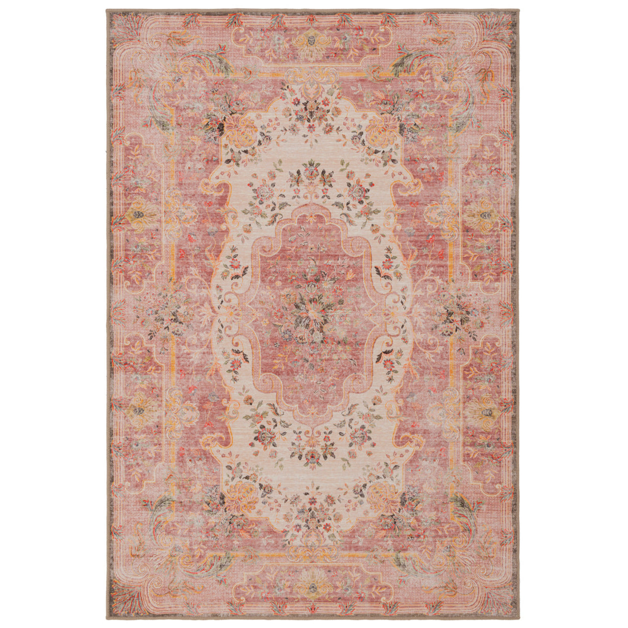 Decorative rug with intricate pattern on a white background