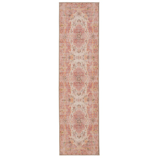 Washable Pink Medallion Runner - Dusk