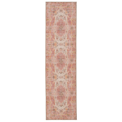 Washable Pink Medallion Runner - Dusk