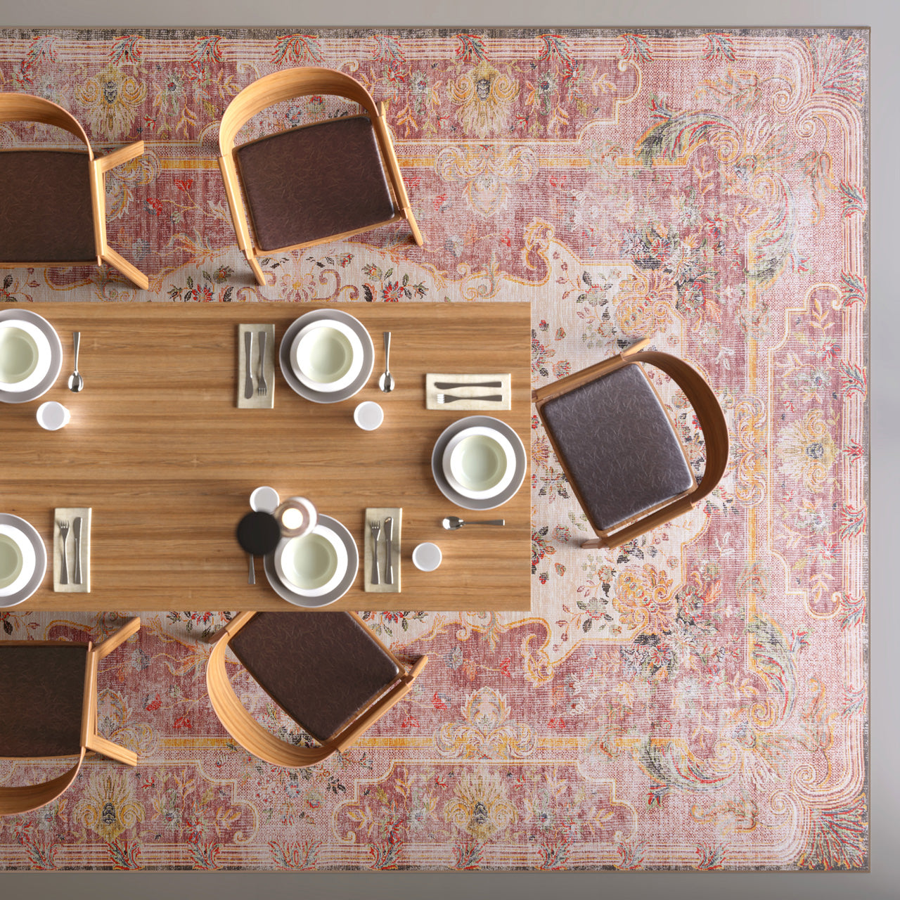 Washable Pink Medallion Rug - Dusk