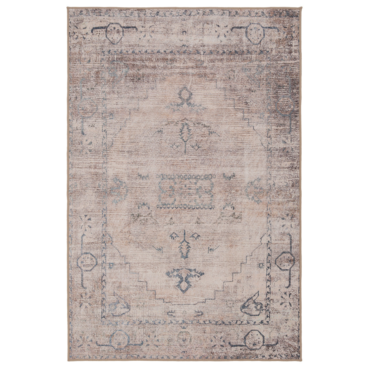 Washable Grey Blue Vintage Rug - Roam