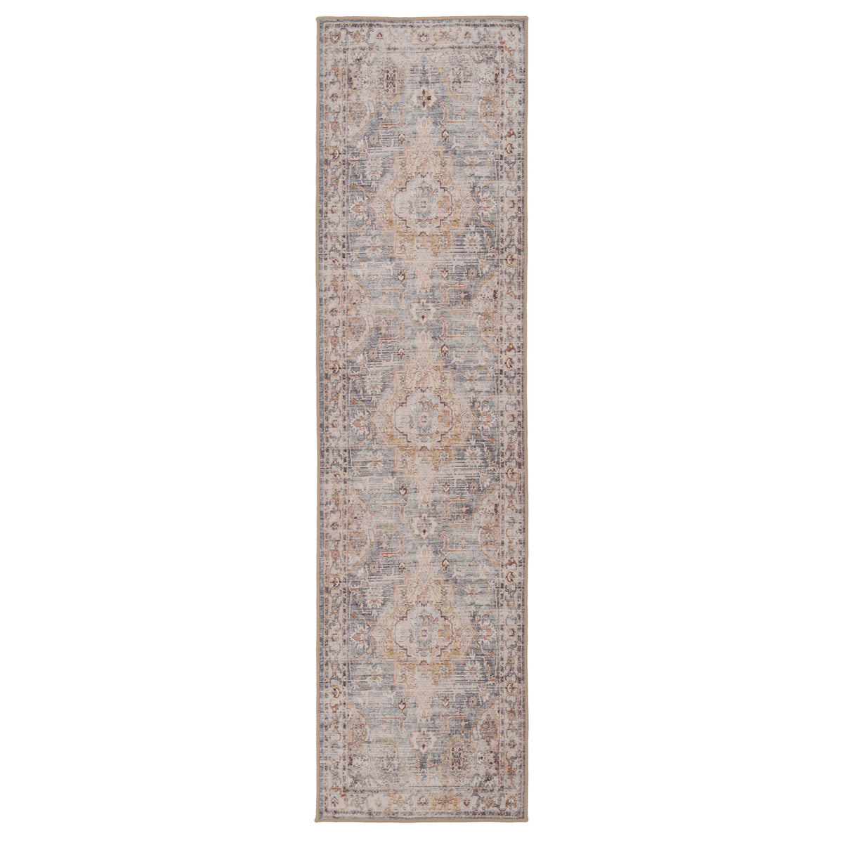 Washable Blue Vintage Runner - Serene